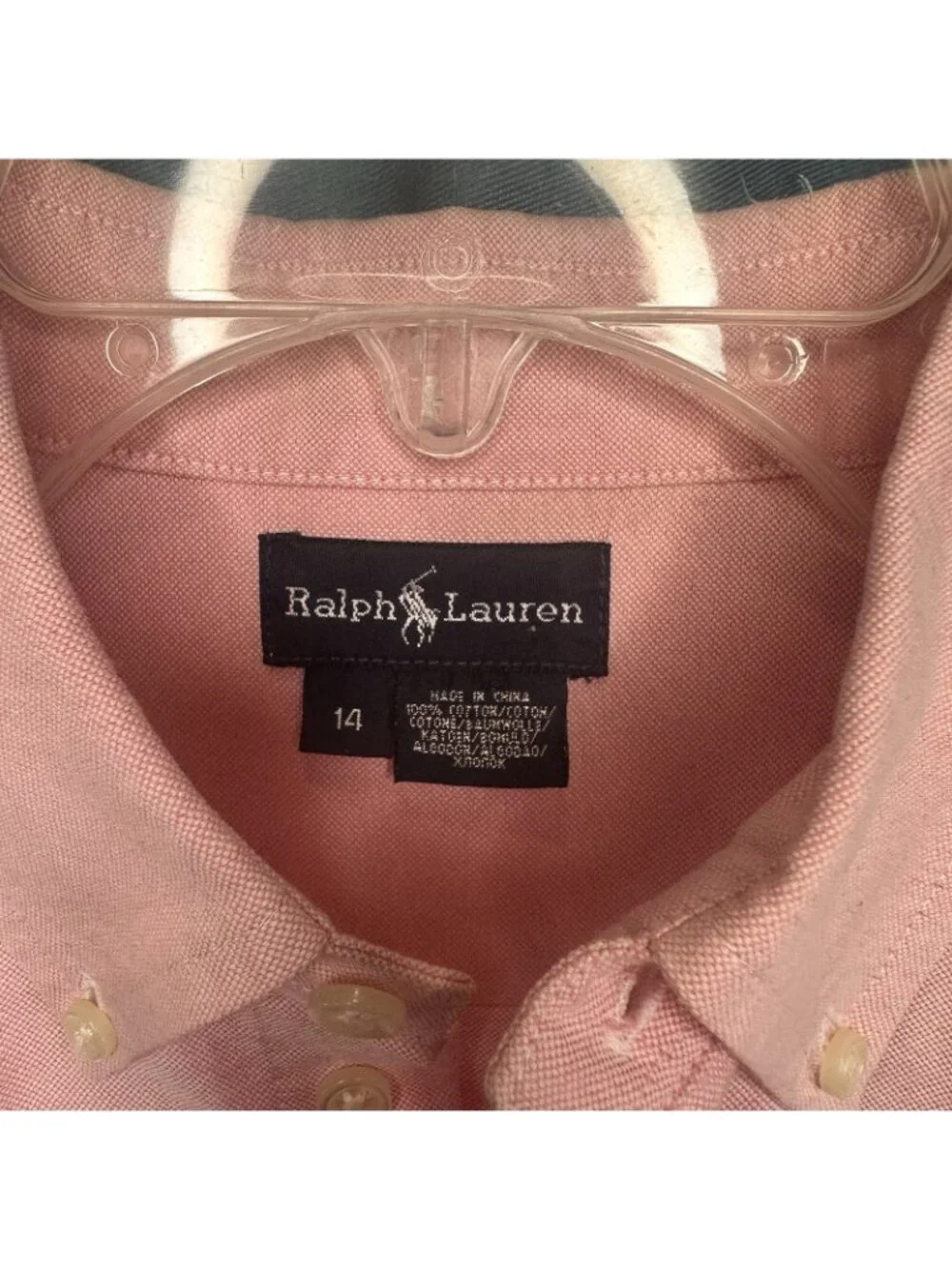 Ralph Lauren VTG Pink Classic Fit Oxford Button Down Shirt Pony Boys 14 Womens S